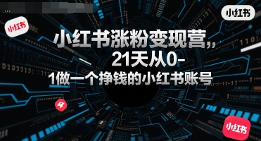 小红书涨粉变现营，21天从0-1做一个挣钱的小红书账号-火柴小市场