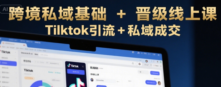 跨境私域基础+晋级线上课，Tilktok引流+私域成交-火柴小市场