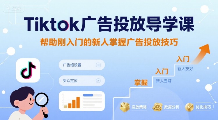 Tiktok广告投放导学课，帮助刚入门的新人掌握广告投放技巧-火柴小市场