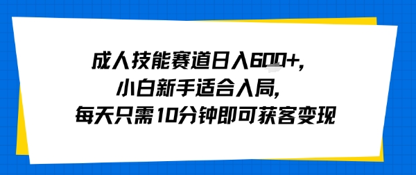 成人技能赛道日入多张，小白新手适合入局，每天只需10分钟即可获客变现-火柴小市场