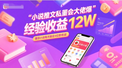 小说推文私董会大佬爆单经验分享收益12W，番茄小说每天稳定4位数收益-火柴小市场
