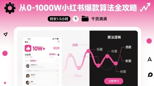 从0-1000W小红书爆款算法全攻略，时长1.5小时，干货满满-火柴小市场