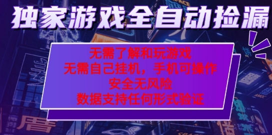游戏全自动捡漏项目，最新独家玩法，每天操作几十分钟，无任何难度，当天见收益【揭秘】-火柴小市场