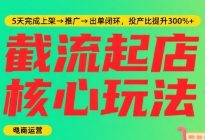 淘宝截流快速起店玩法，掌握暴力快速起店的流程，5天完成上架-推广-出单闭环-火柴小市场