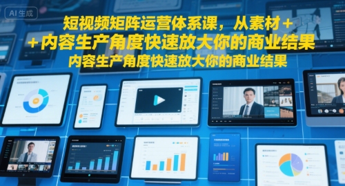 短视频矩阵运营体系课，从素材+内容生产角度快速放大你的商业结果-火柴小市场