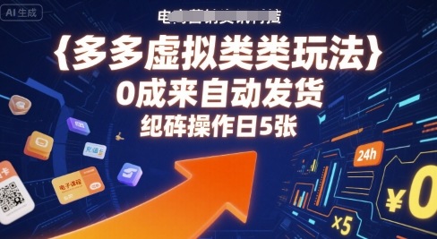 多多虚拟类目玩法，0成本全自动发货，矩阵操作日5张-火柴小市场