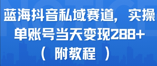 蓝海抖音私域赛道，实操单账号当天变现288+(附教程)-火柴小市场