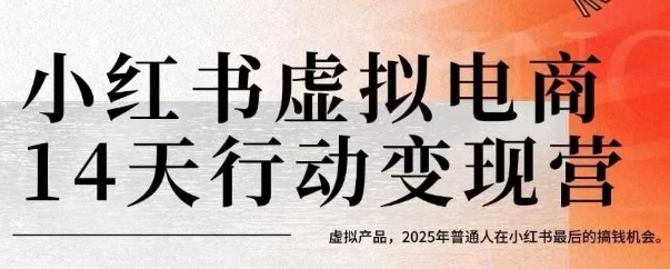 小红书虚拟电商14天变现训练营，虚拟产品，2025年普通人在小红书最后的搞钱机会-火柴小市场
