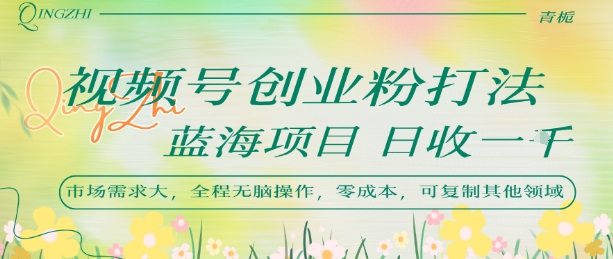 视频号创业粉打法，日入1k，蓝海项目，市场需求大，全程无脑操作，可复制-火柴小市场