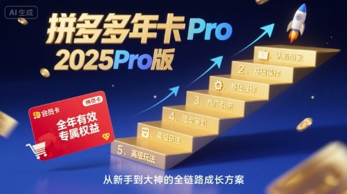 拼多多年卡2025Pro版，五大板块从认知到基础、从推广到活动、从活动到玩法-火柴小市场