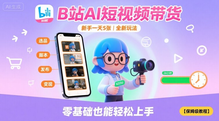 B站AI短视频带货，新手一天5张，全新玩法【保姆级教程】-火柴小市场