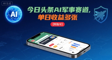 今日头条AI军事赛道，单日收益多张 ，手机可做【附指令】-火柴小市场