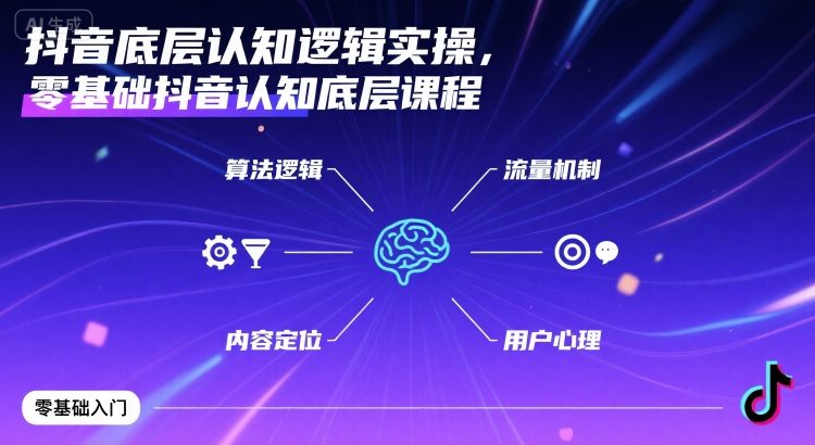 抖音底层认知逻辑实操，零基础抖音认知底层课程-火柴小市场