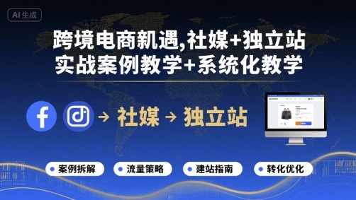 跨境电商新机遇，社媒+独立站，实战案例教学+系统化教学-火柴小市场