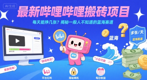 最新哔哩哔哩上B站搬砖项目，每天能挣几张？揭秘一般人不知道的蓝海赛道-火柴小市场