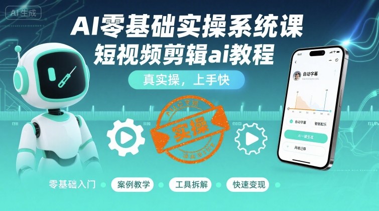 AI零基础实操系统课，短视频剪辑ai教程，真实操，上手快-火柴小市场