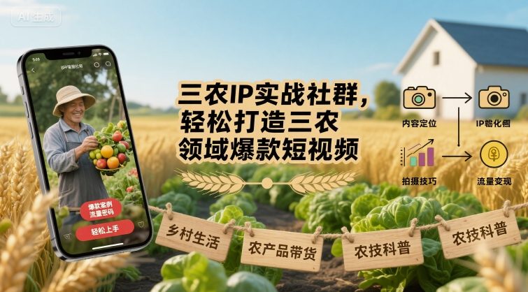三农IP实战社群，轻松打造三农领域爆款短视频-火柴小市场